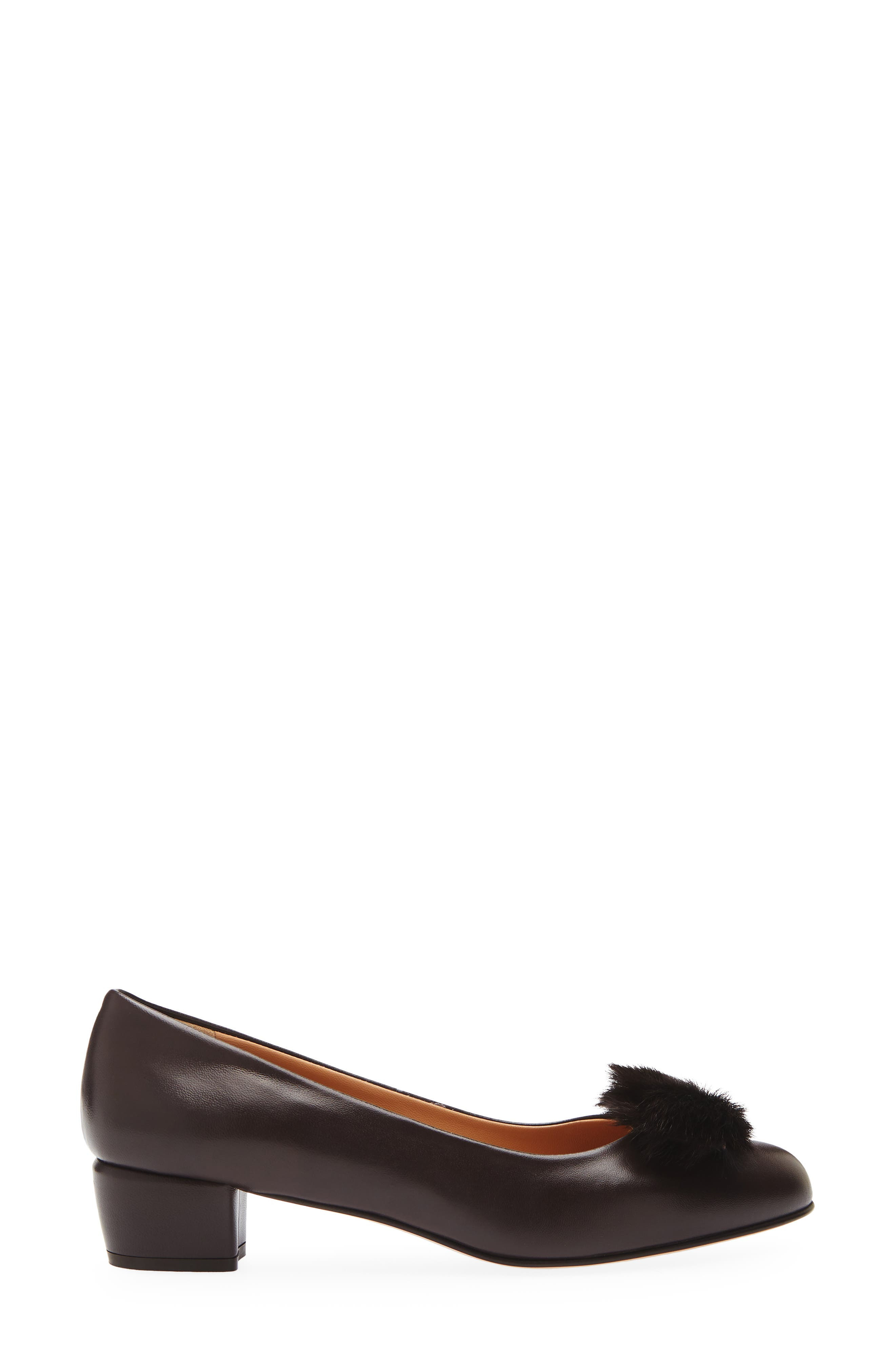 FERRAGAMO Vara Genuine Shearling Bow Pump in Testa Di Moro Biscotto Ai2011 at Nordstrom - 3