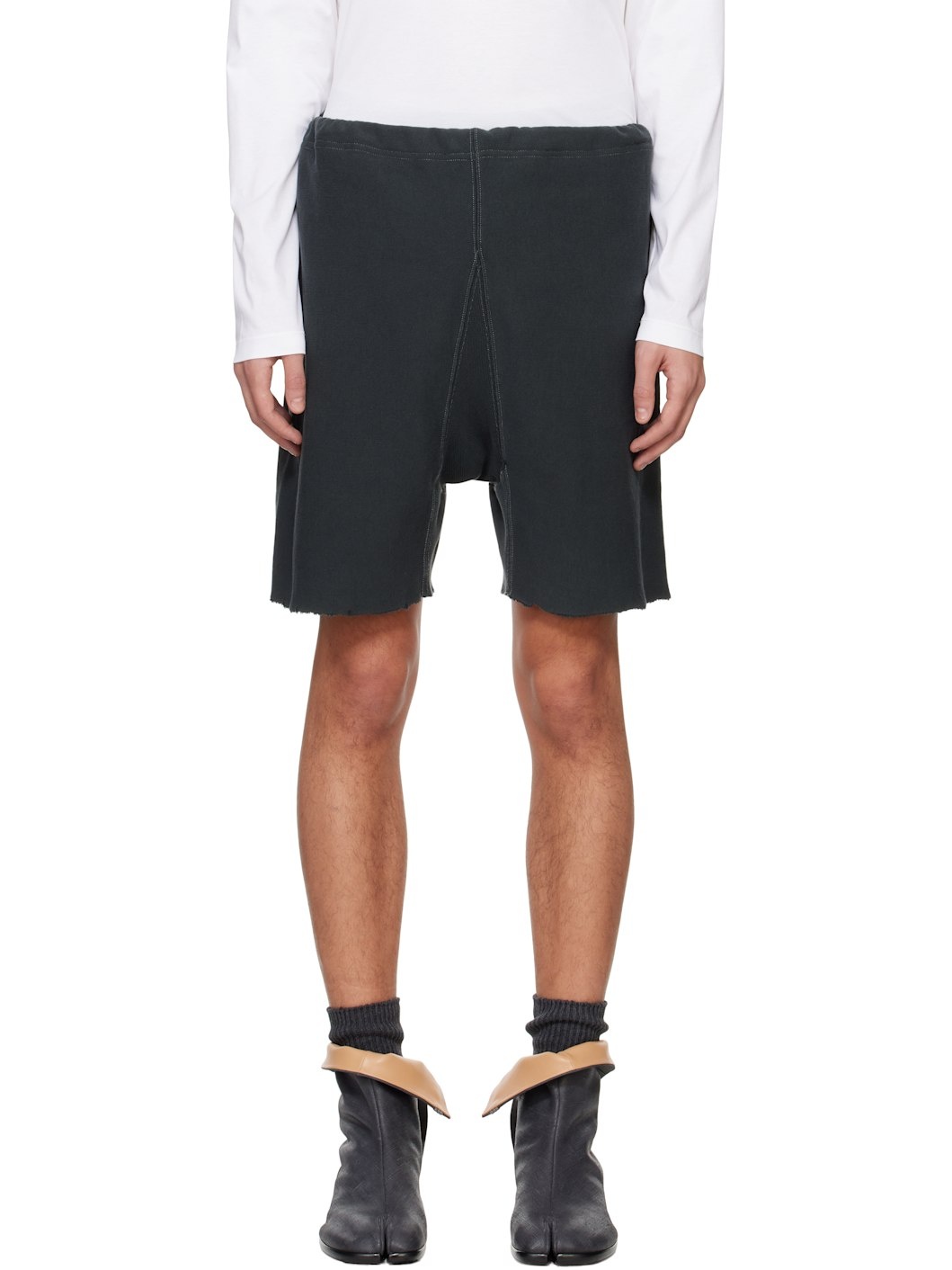 Gray Raw Edge Shorts - 1