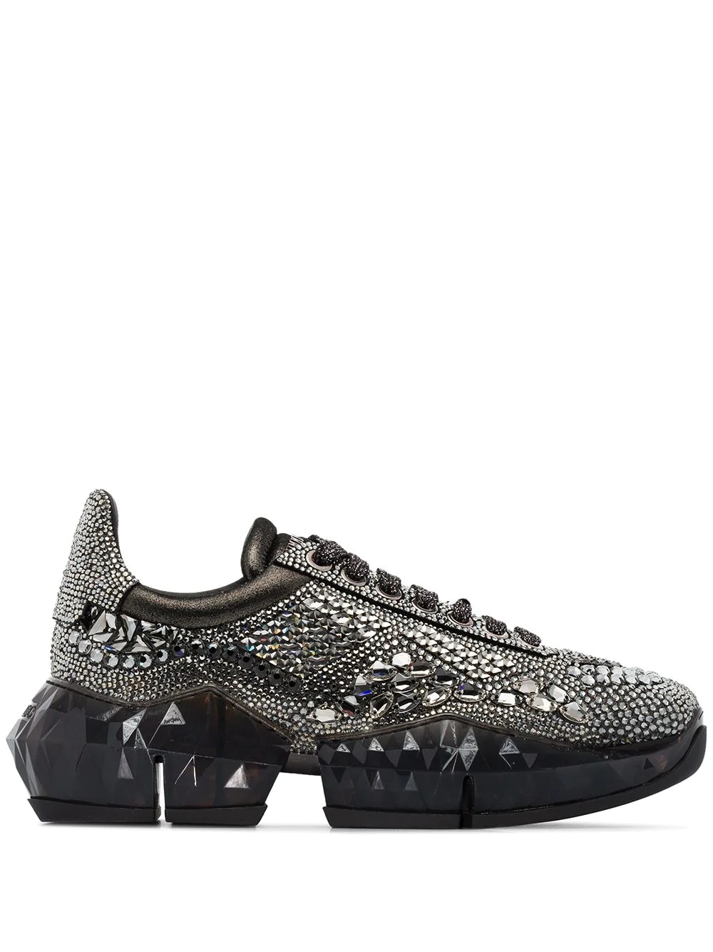 Diamond crystal embellished sneakers - 1