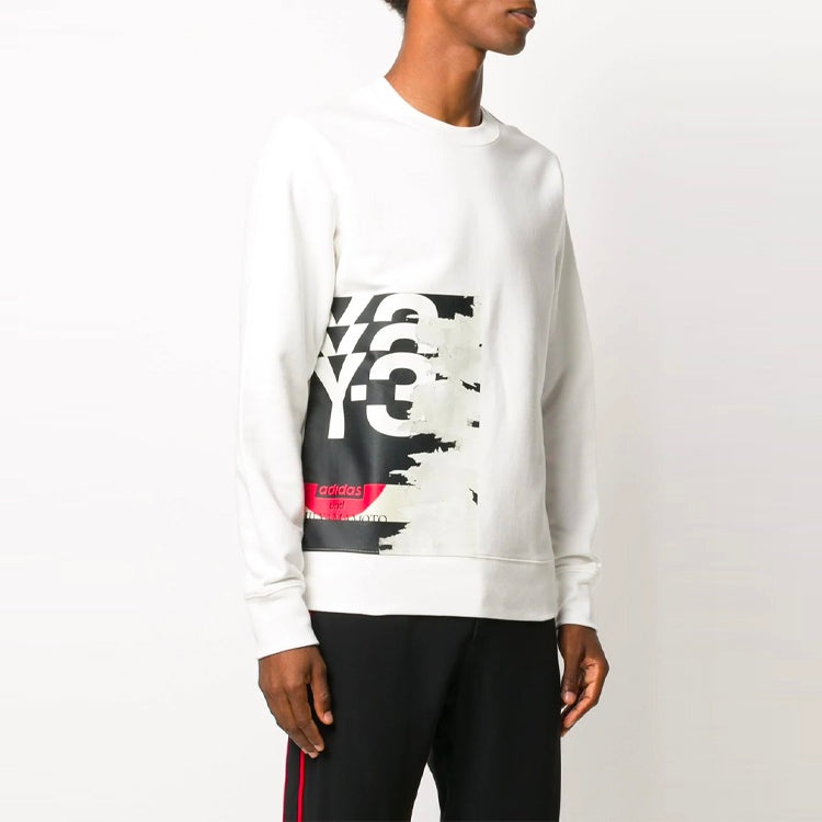 Men's Y-3 Logo Printing Long Sleeves Pullover White GK4386 - 3