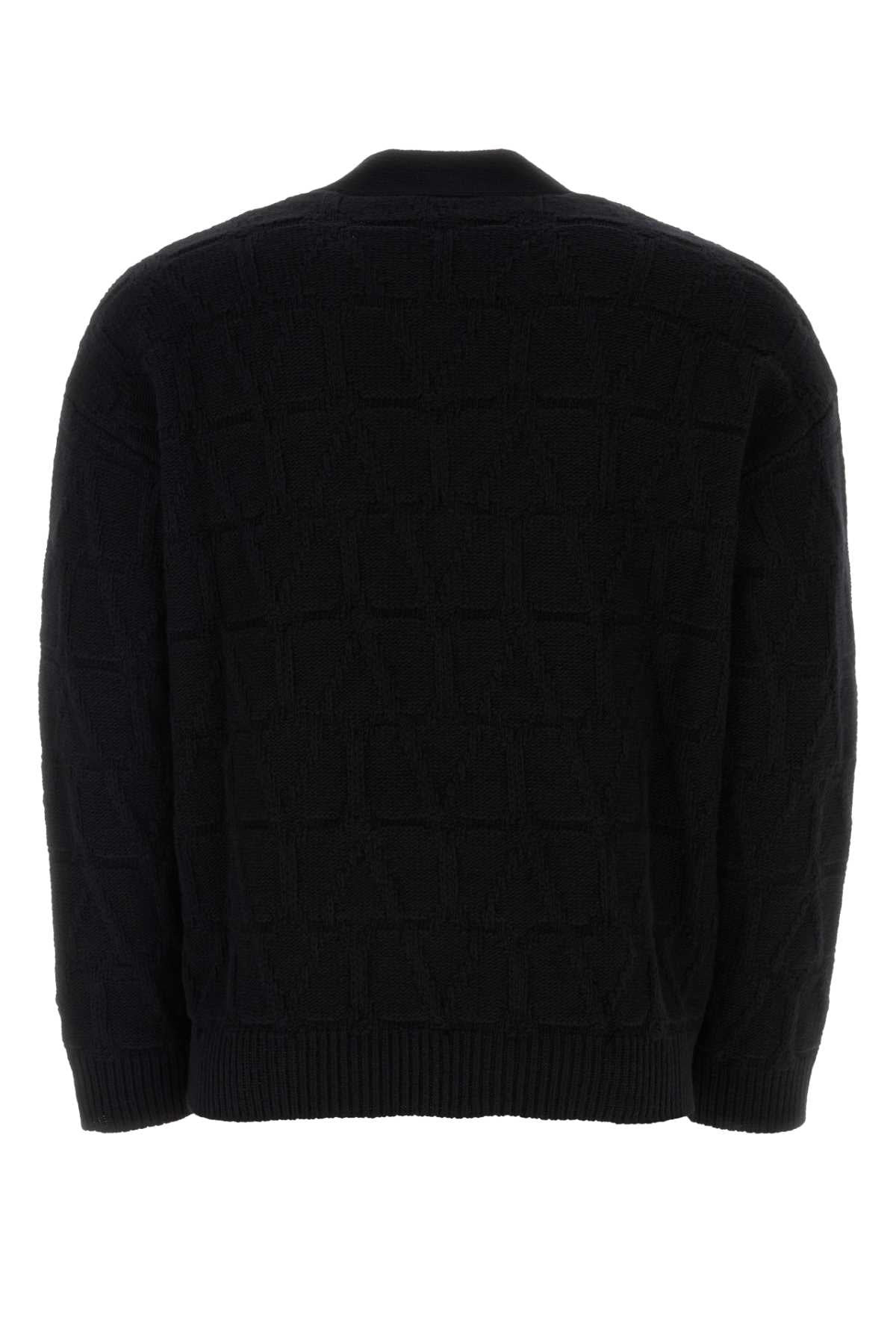Valentino Garavani Men Black Wool Cardigan - 2