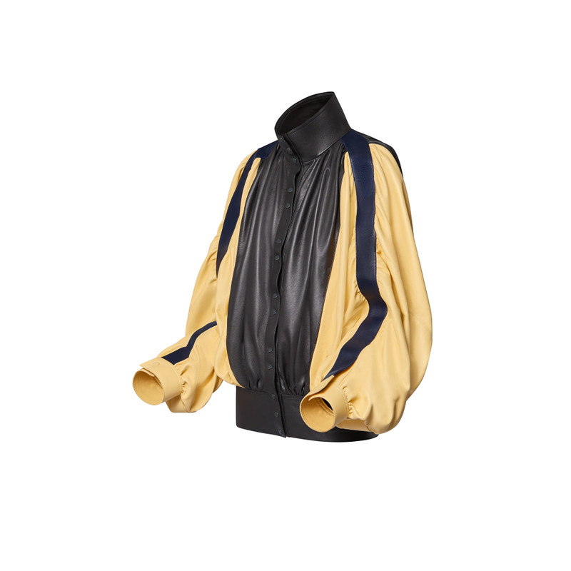 Louis Vuitton Color-Blocked Gathered Leather Jacket outlook