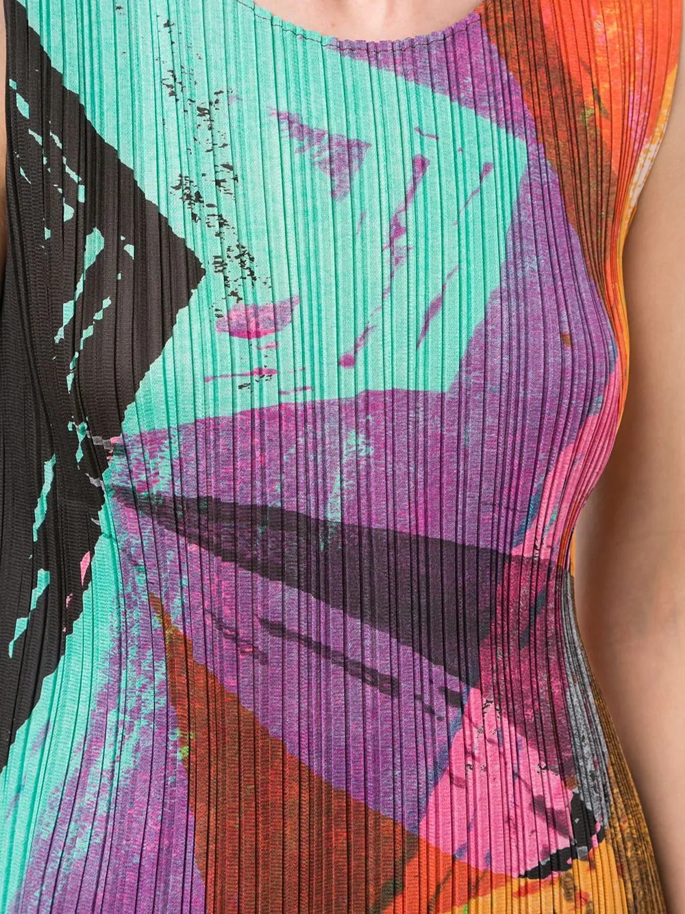 abstract print pleated tank top - 5