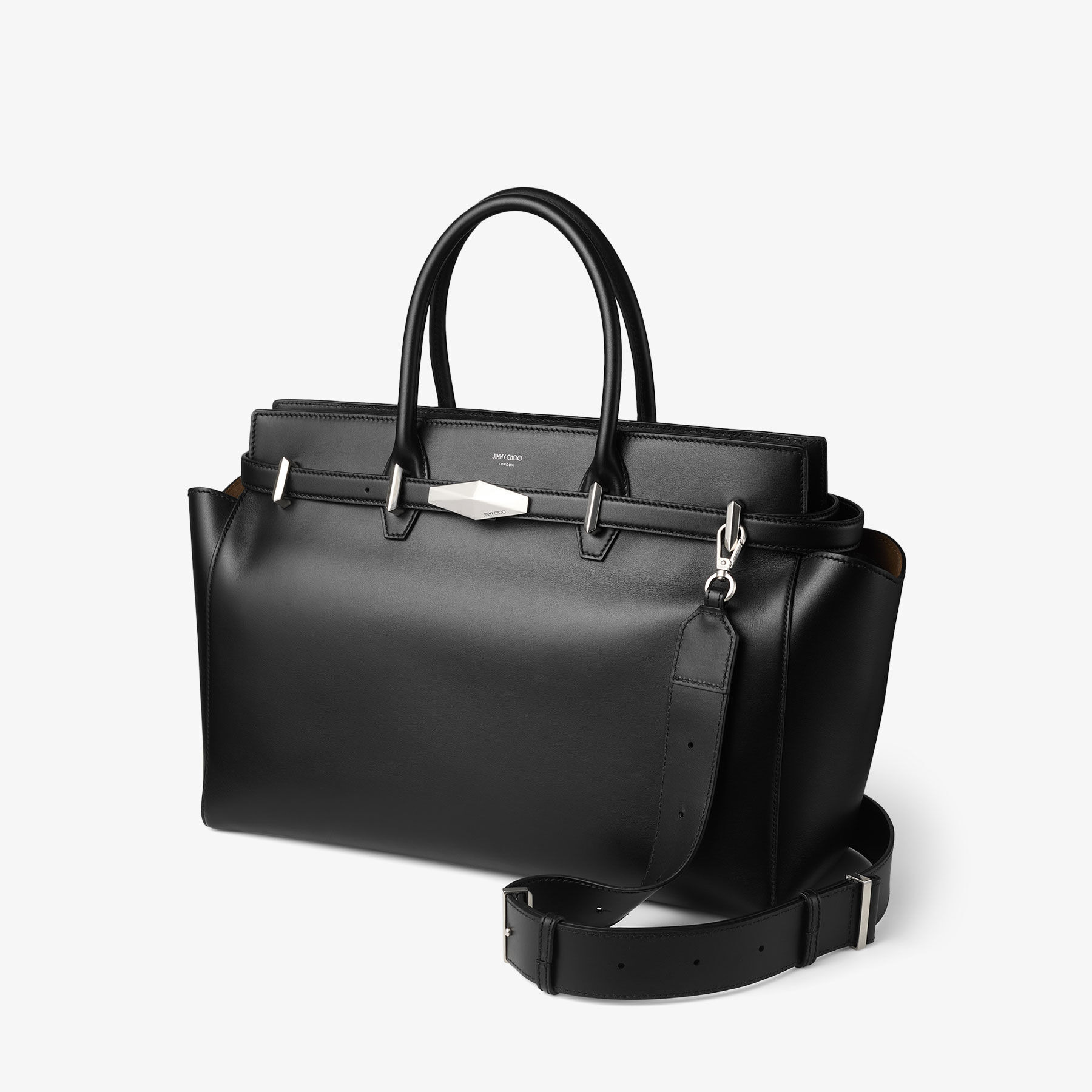 Diamond Belted Top Handle M
Black Leather Top Handle Bag - 2