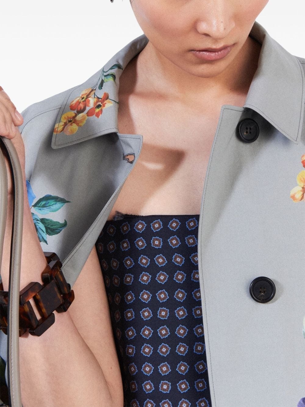 【関税＆送料込み】Prada Floral-Print Single-Breasted Coat Prada floral-print single-breasted coat | farfetch | REVERSIBLE