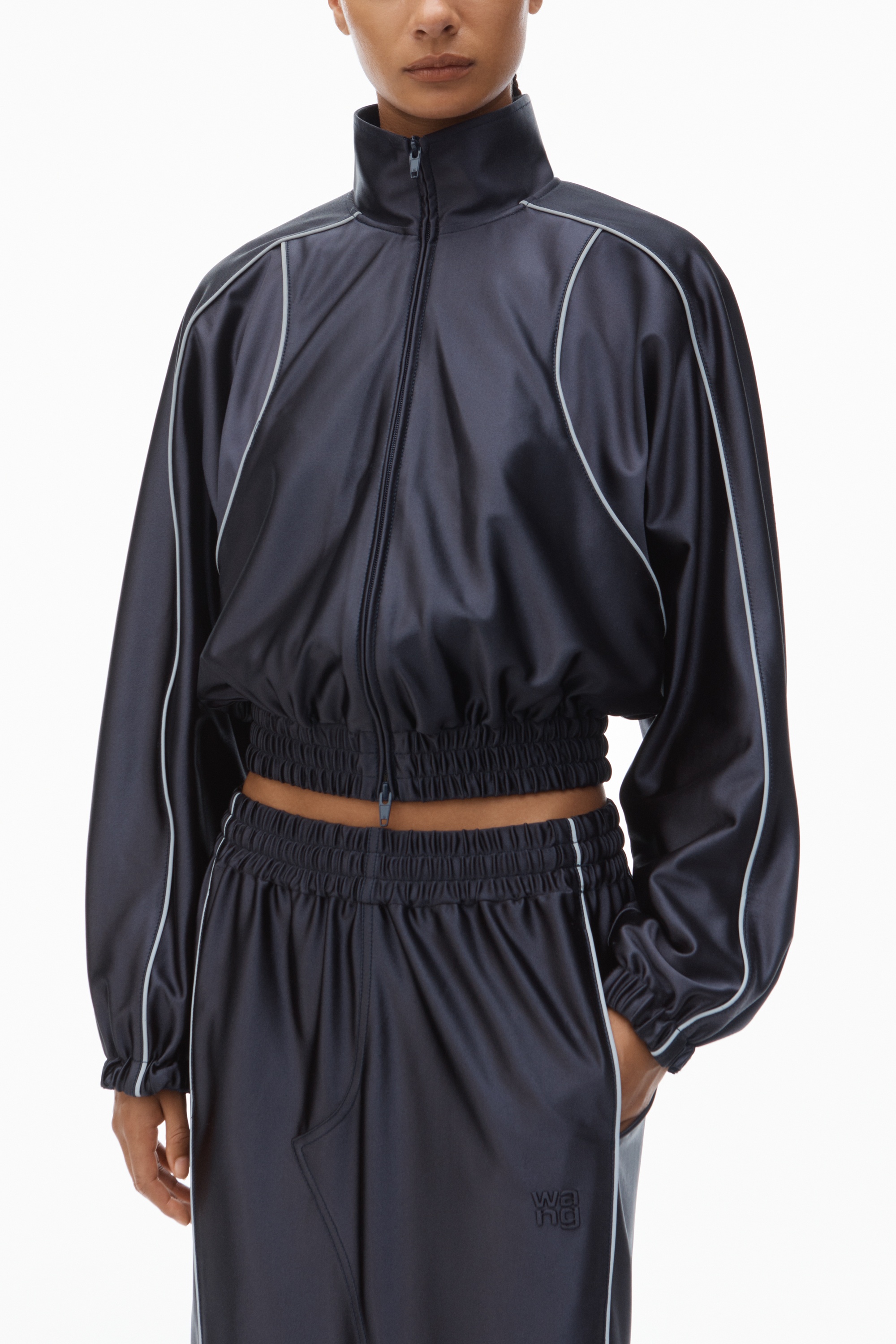Deconstructed Track Jacket in Satin Faille Jersey - 3