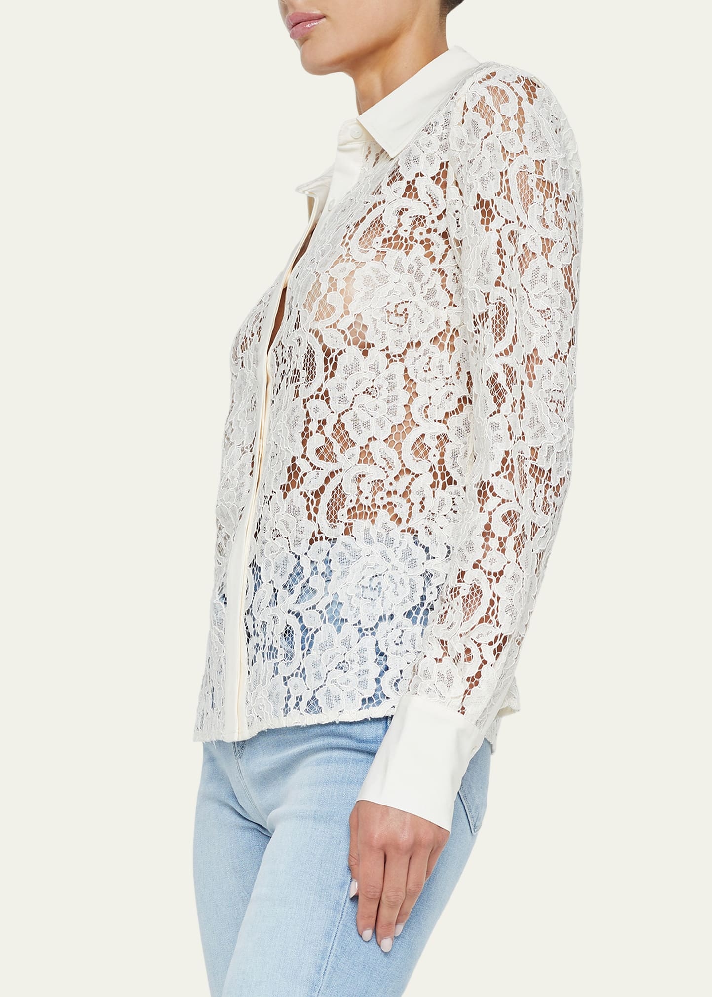 Maia Lace Button-Front Blouse - 4