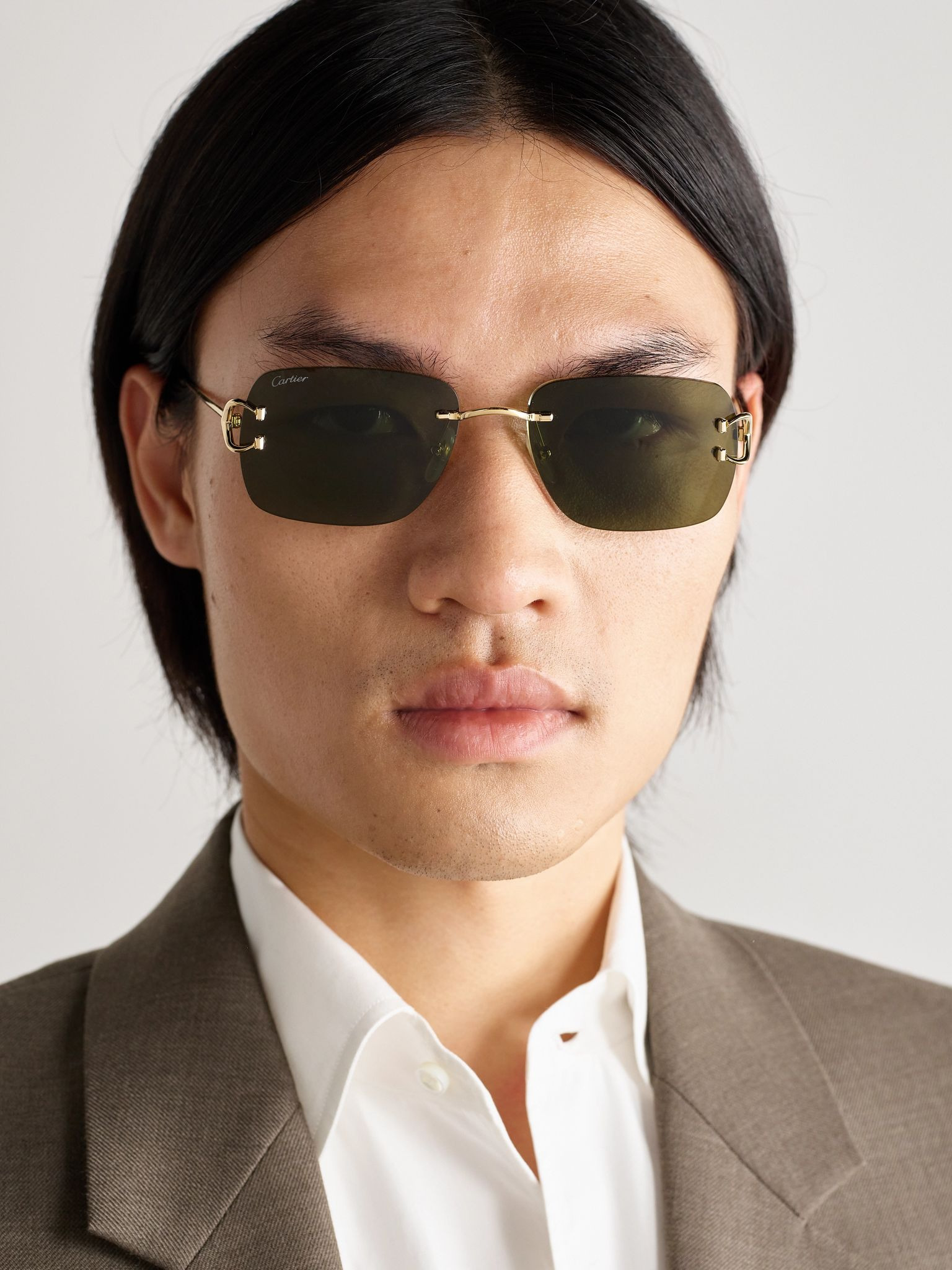 Frameless Gold-Tone and Tortoiseshell Acetate Sunglasses Gold - 2
