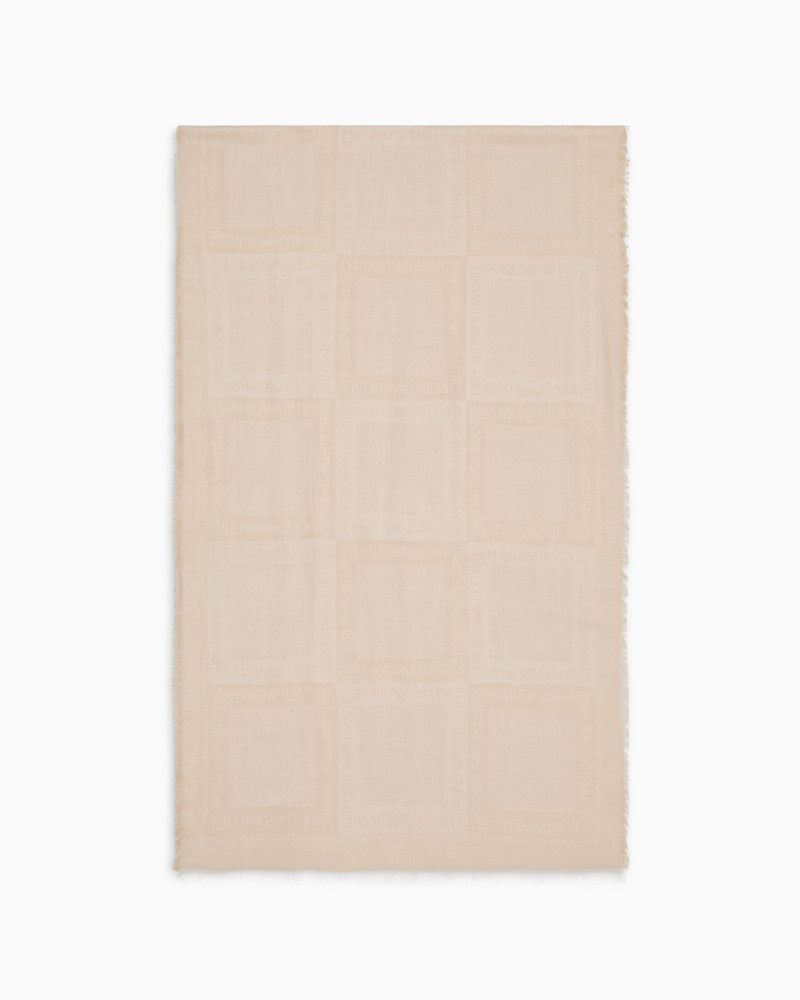 BRUSHED, MODAL-BLEND STOLE WITH ALL-OVER JACQUARD LOGO 1