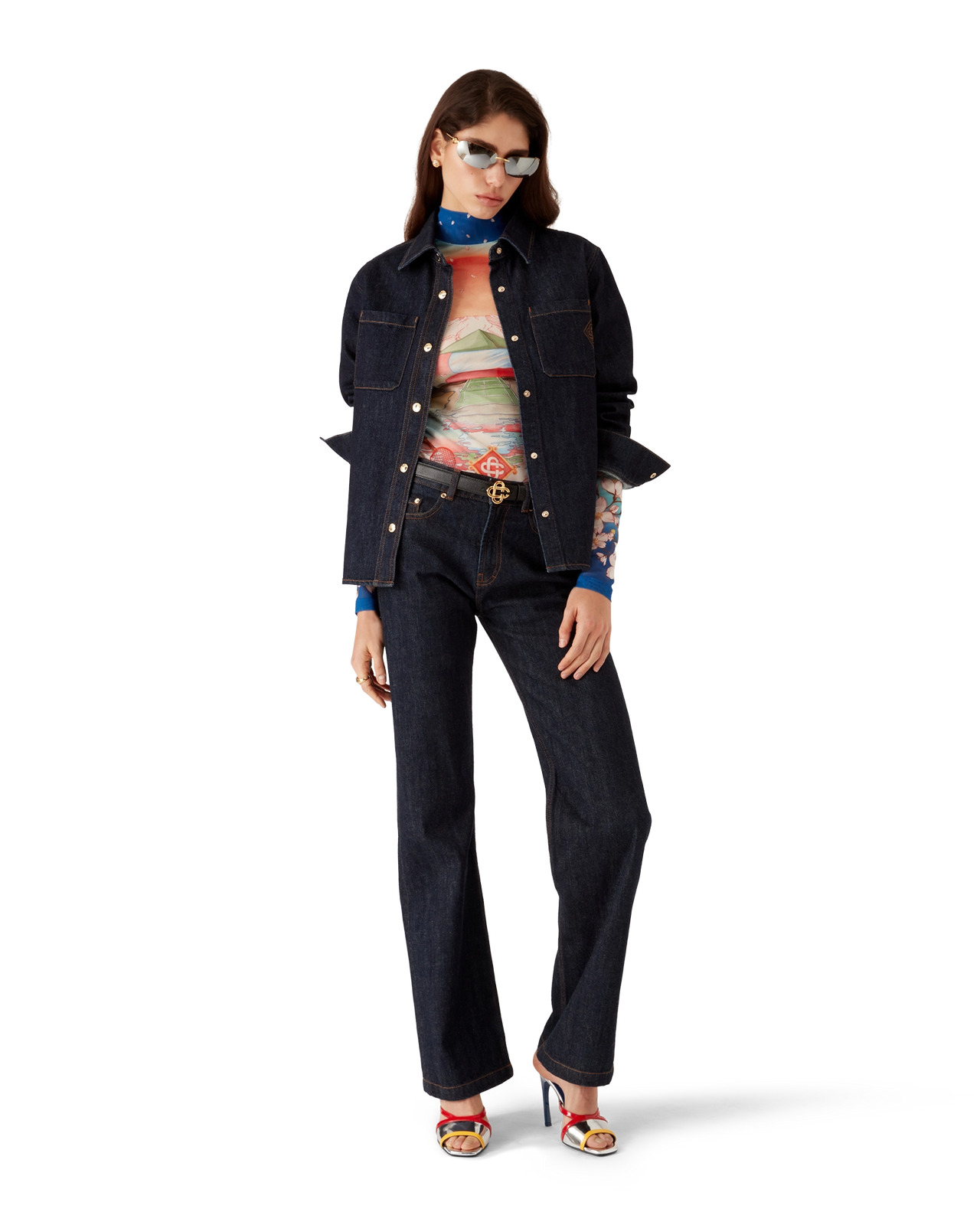 Denim Shirt with Logo Embroidery - 2