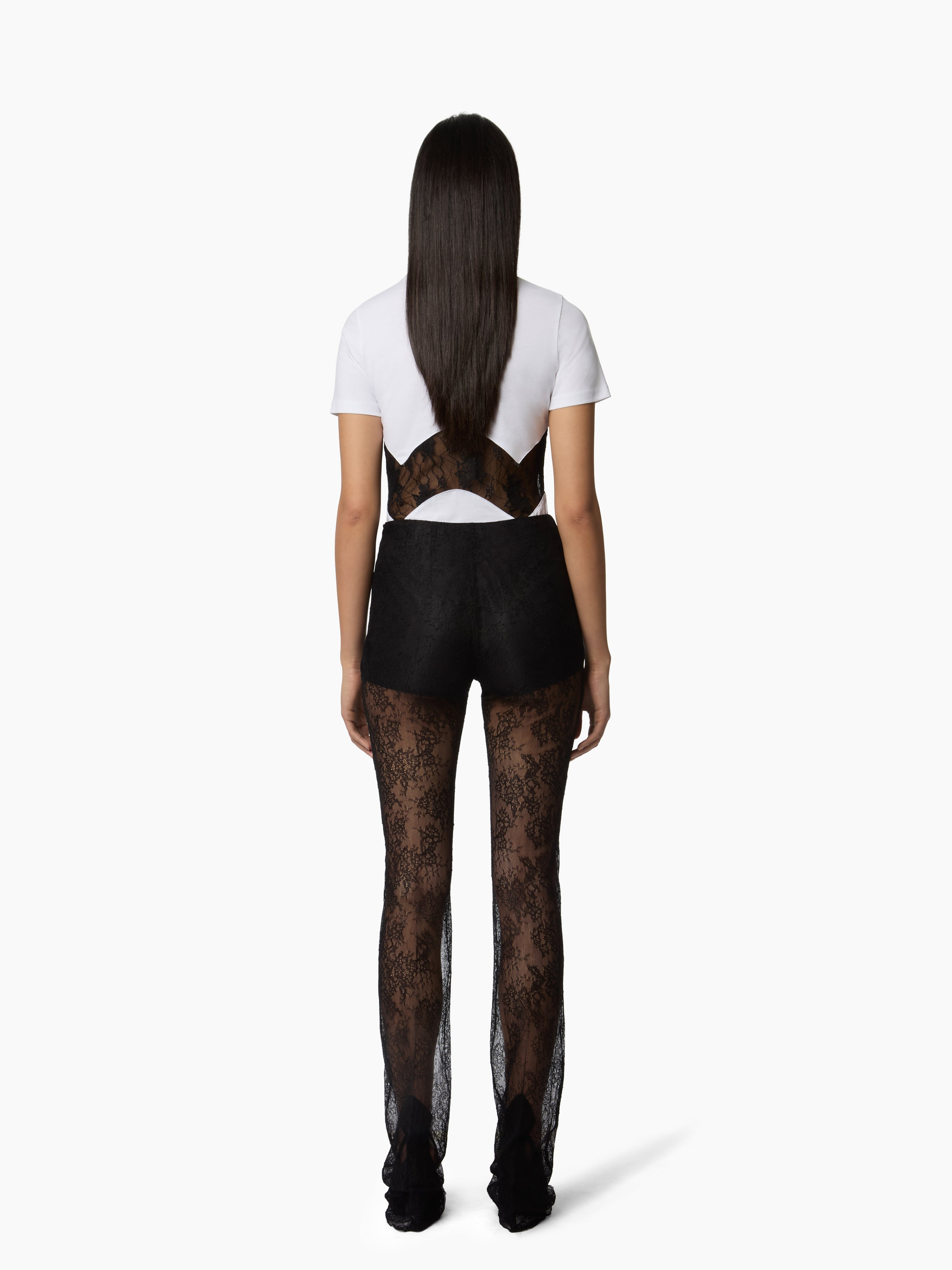 White Lace Inserts T-Shirt - 4