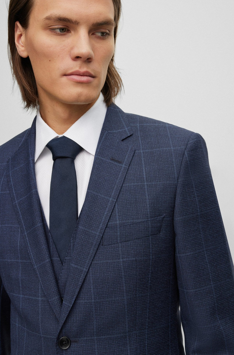 THREE-PIECE SLIM-FIT SUIT IN CHECKED VIRGIN WOOL 5