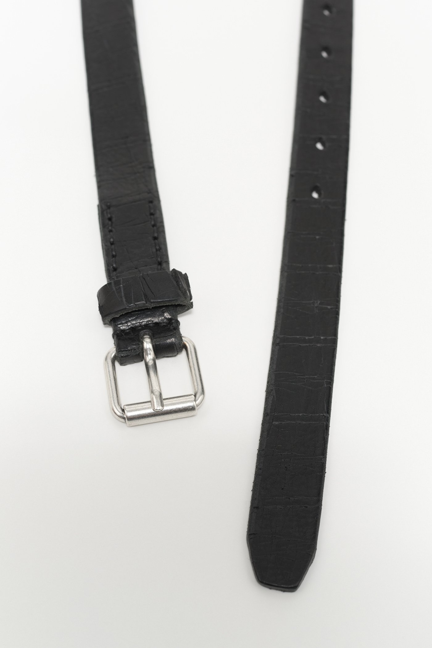 3 cm Belt Laser Crack Black Leather. - 2