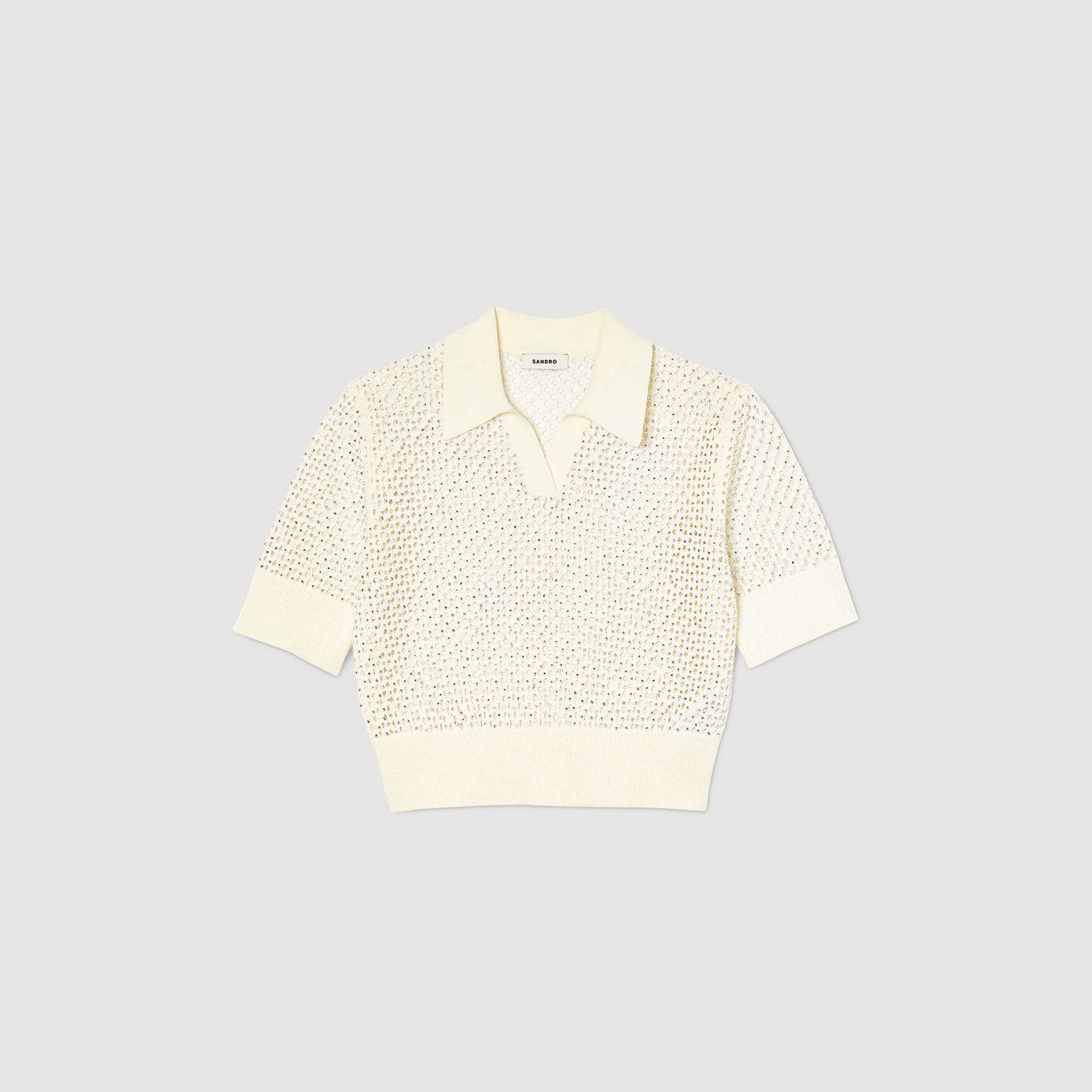 Cropped knit polo jumper - 1