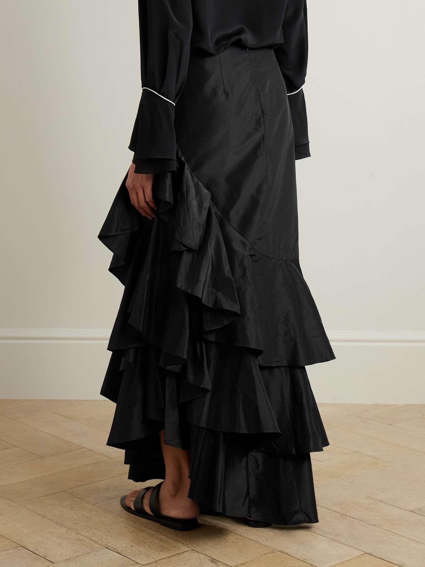 Spirit of Exploration asymmetric ruffled silk maxi skirt - 4