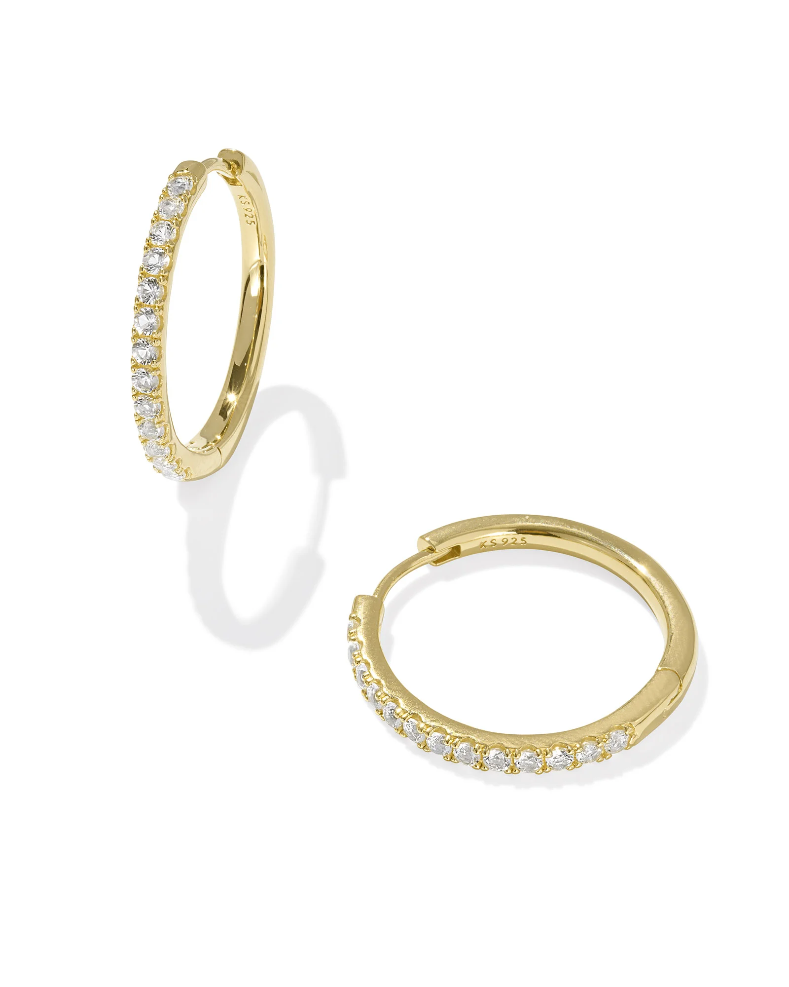 Mackenzie 18k Gold Vermeil Medium Hoop Earrings in White Topaz - 1