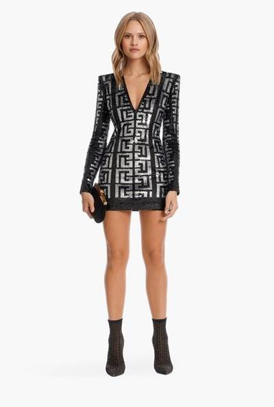 Balmain Short sequinned Balmain monogram dress outlook