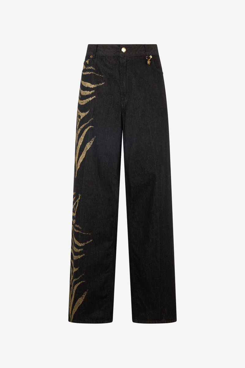 Jeans With Zebra Print On Side 1