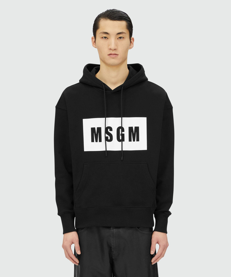 MSGM Black cotton sweatshirt with graphic box logo outlook