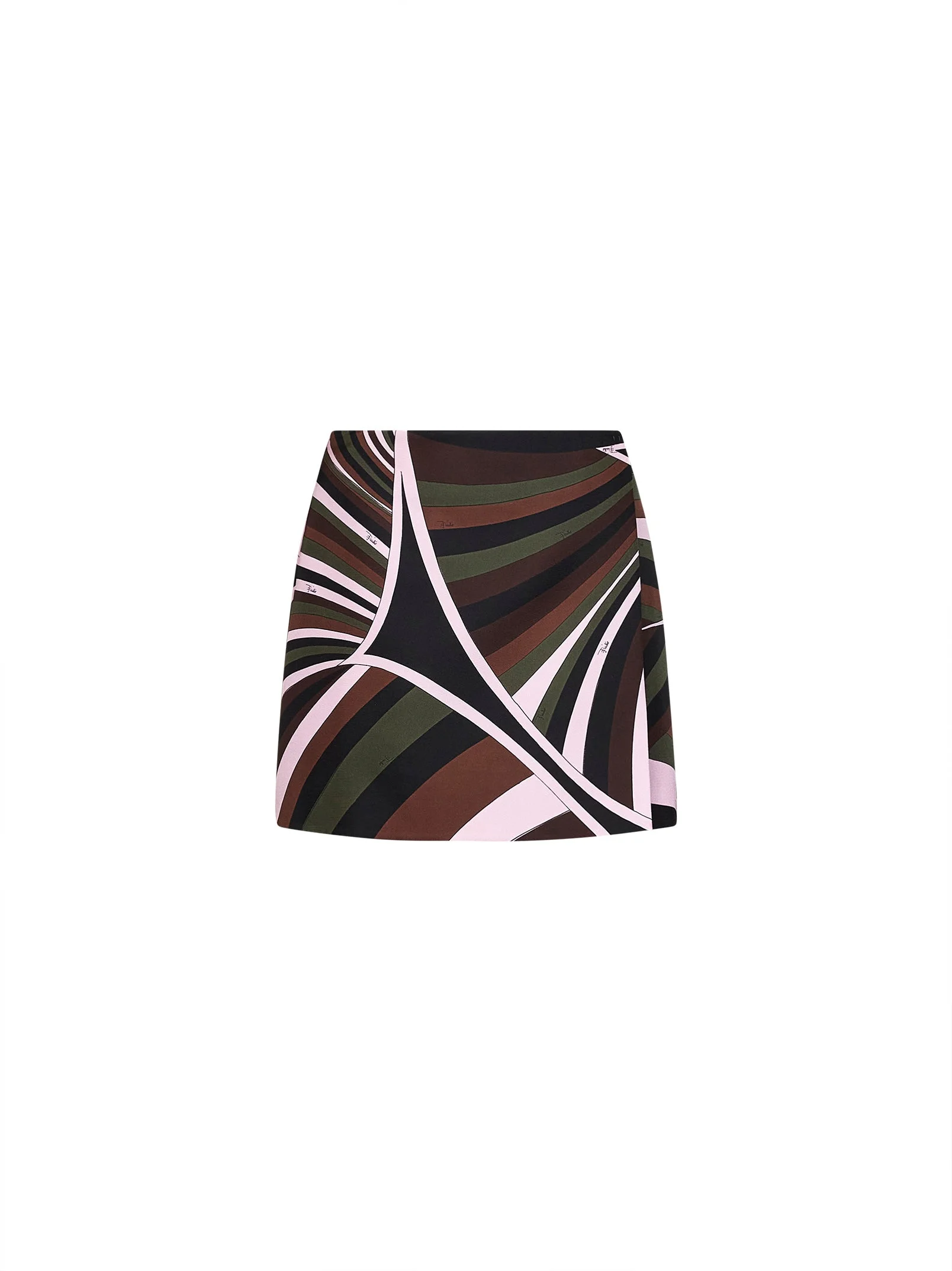 Khaki and pink Iride-print crêpe de Chine mini skirt - 1
