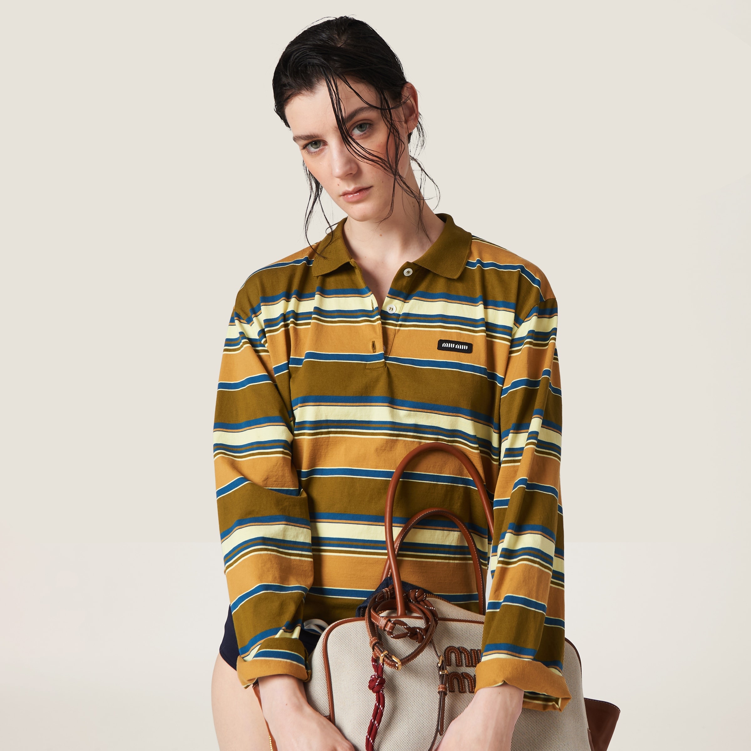 MIUMIUポロ Miu Miu ニット ポロシャツ | ピンク | FARFETCH JP