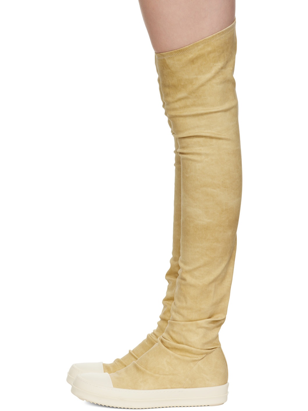 Beige Hollywood High Sock Sneaks Tall Boots - 3