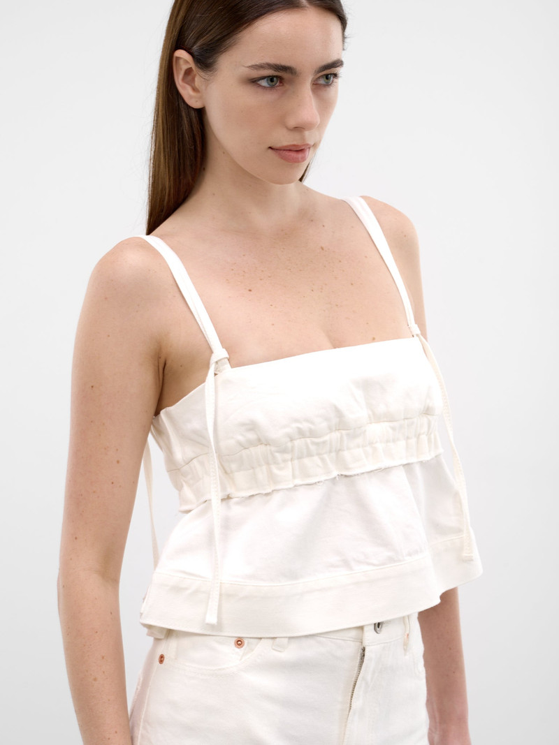 White Deconstructed Denim Tank Top 4