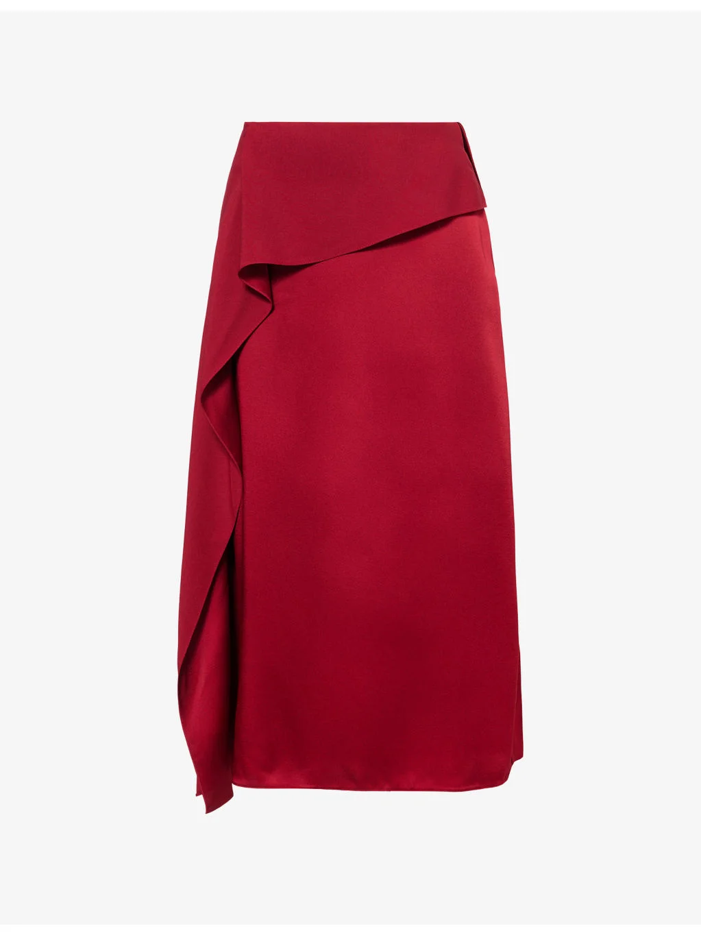 Draped Satin-Cady Midi Skirt - 1