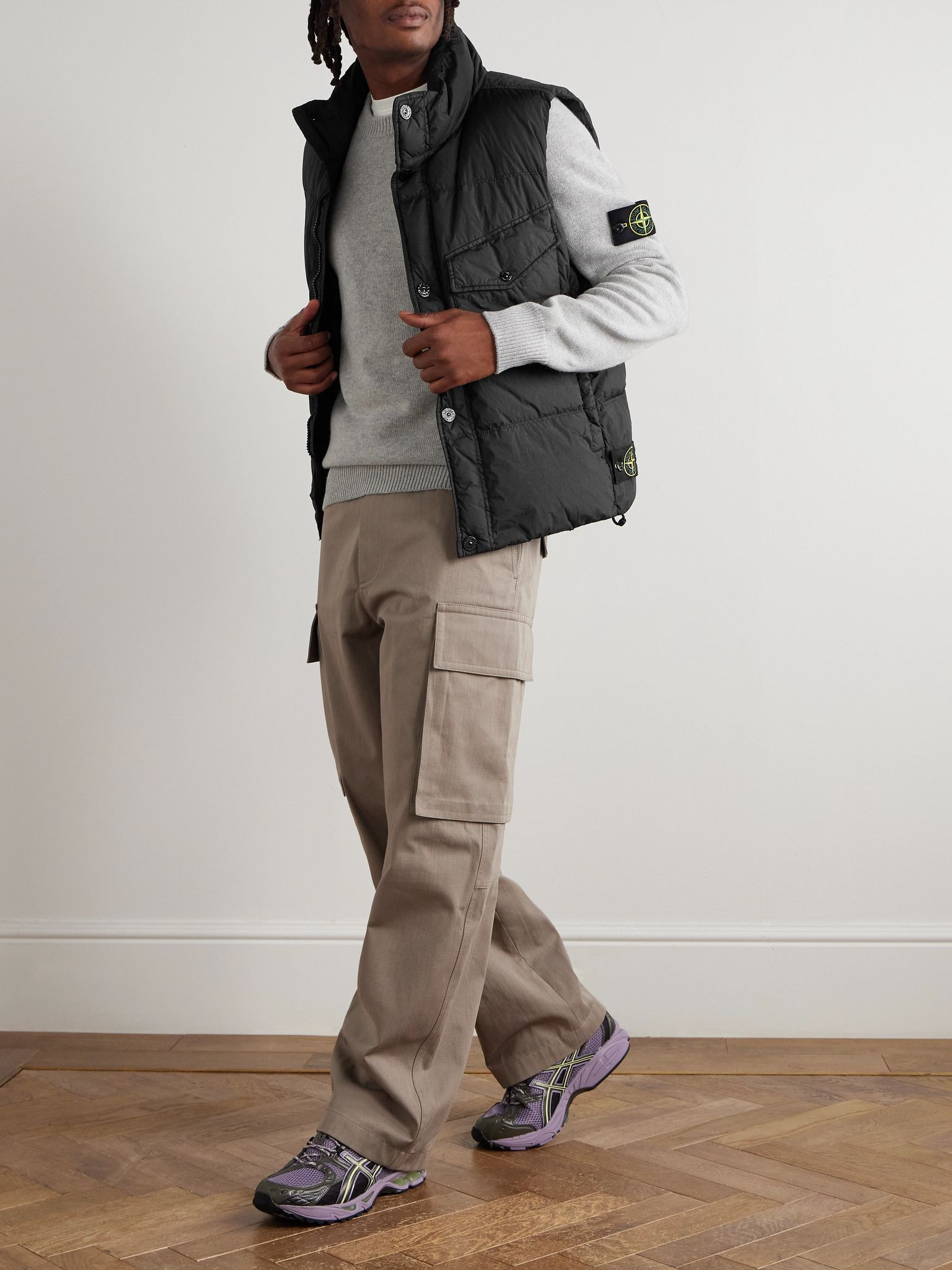 Logo-Appliquéd Wool-Blend Sweater Gray - 2