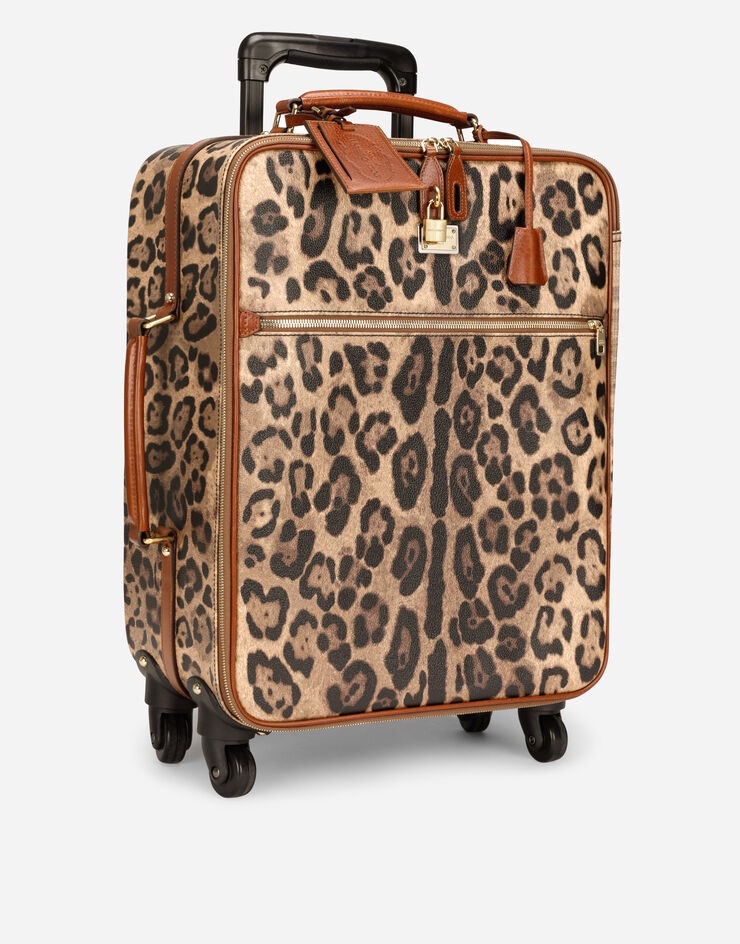 Small pet carrier bag in leopard-print Crespo with branded plate - 3