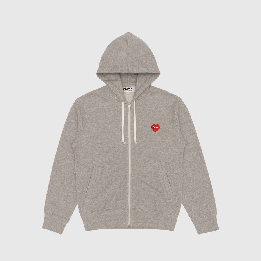 PIXELATED RED HEART FULL ZIP HOODY X INVADER - 1