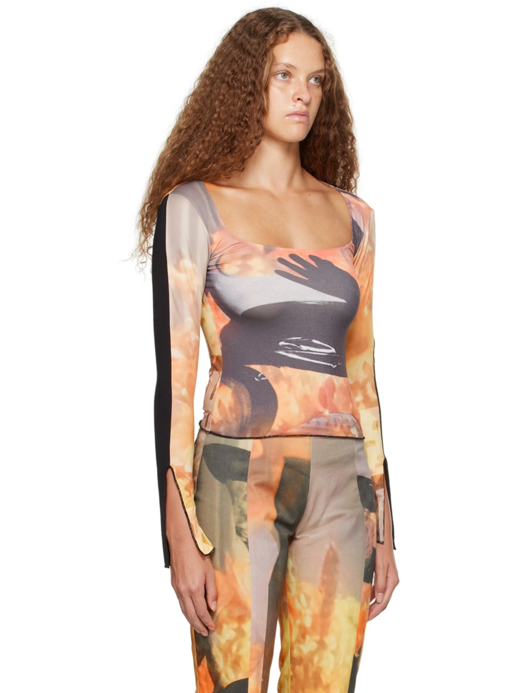 Orange Sunflower Long Sleeve T-Shirt - 2