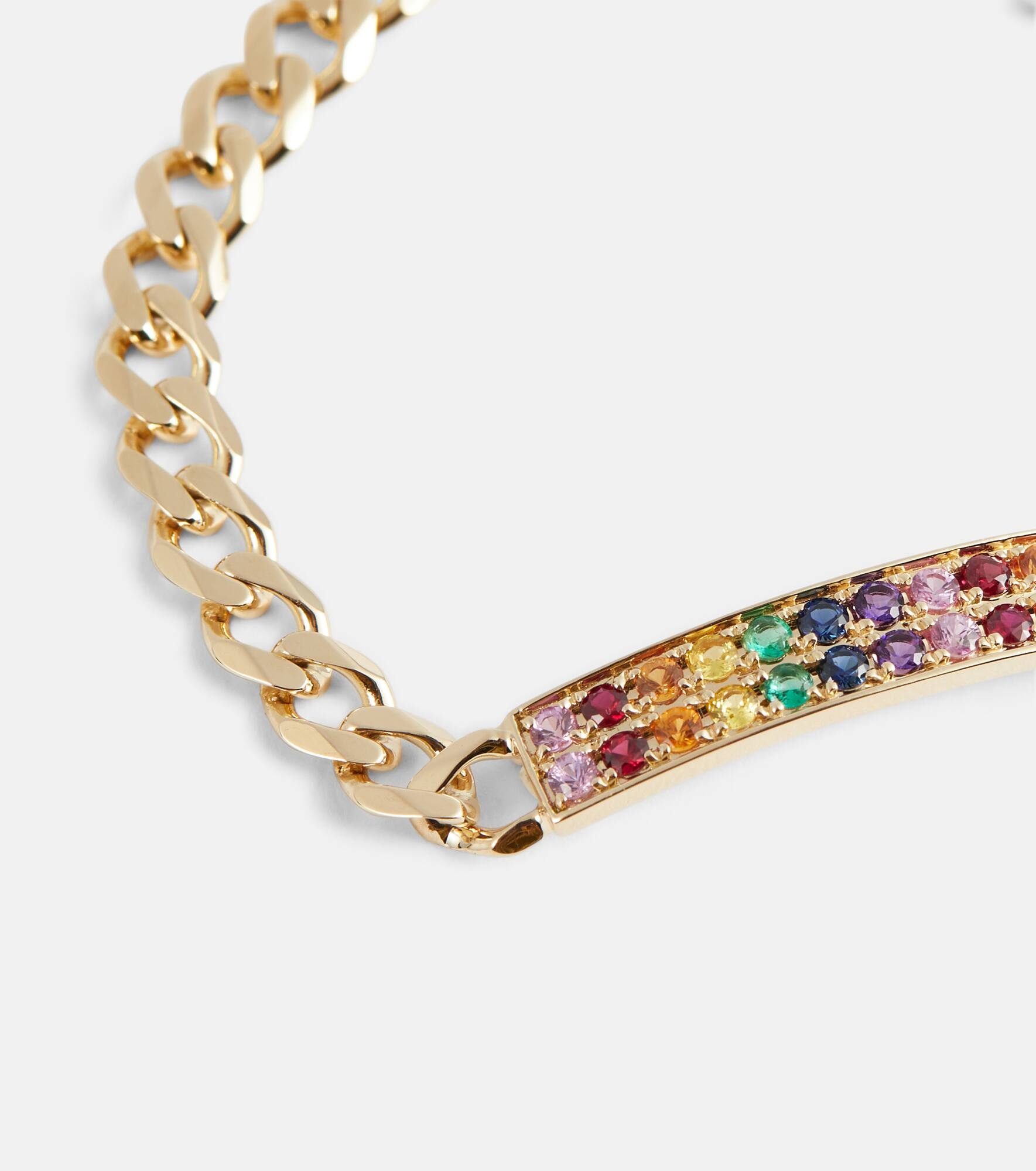 ID Bar 14kt gold chain bracelet with diamonds - 5