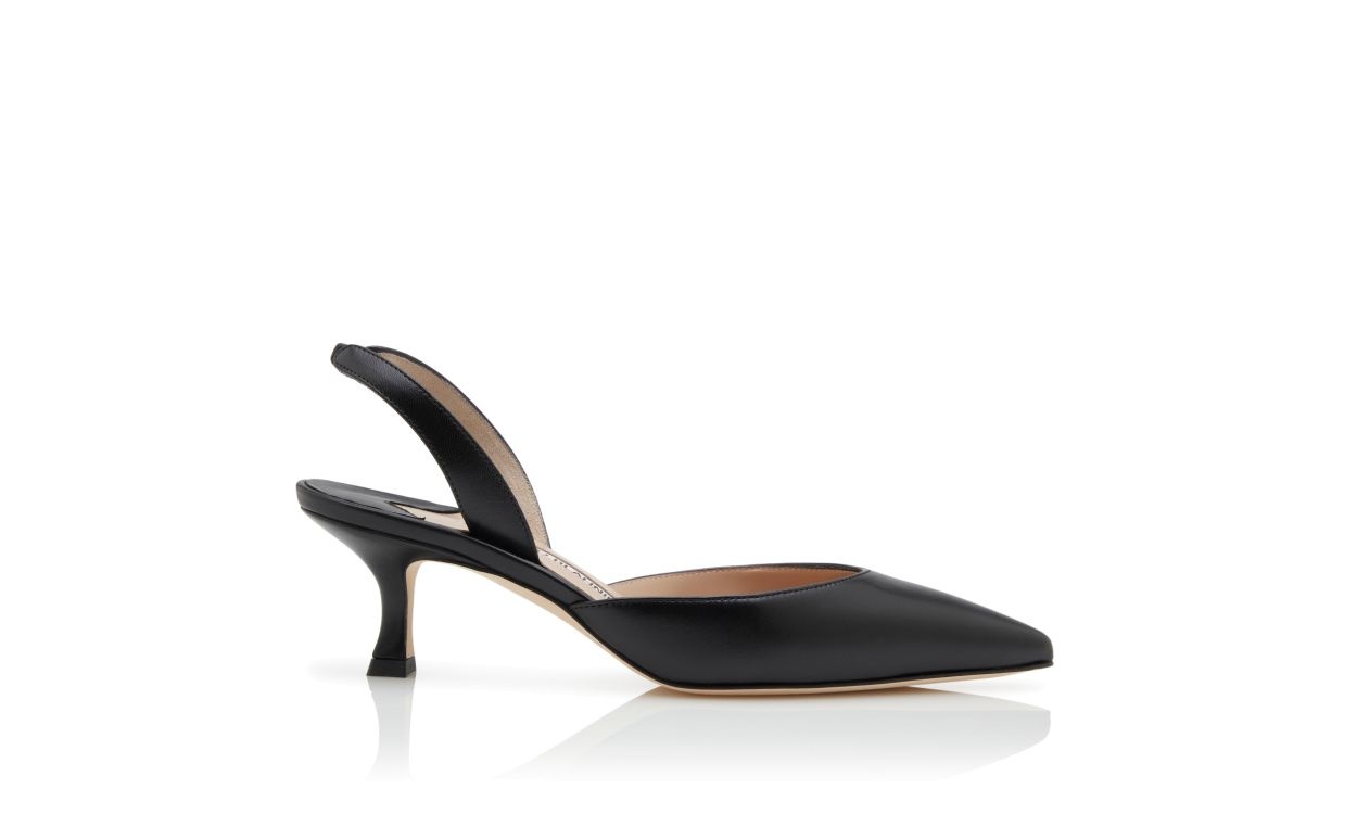 Black Nappa Leather Slingback Pumps - 1