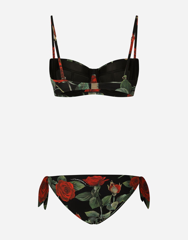 Tie bikini bottoms with rose print - 2