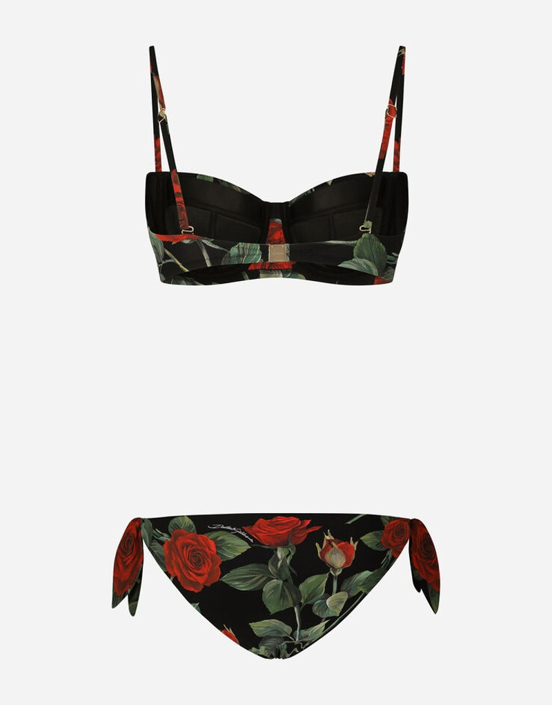 Dolce & Gabbana Tie bikini bottoms with rose print outlook