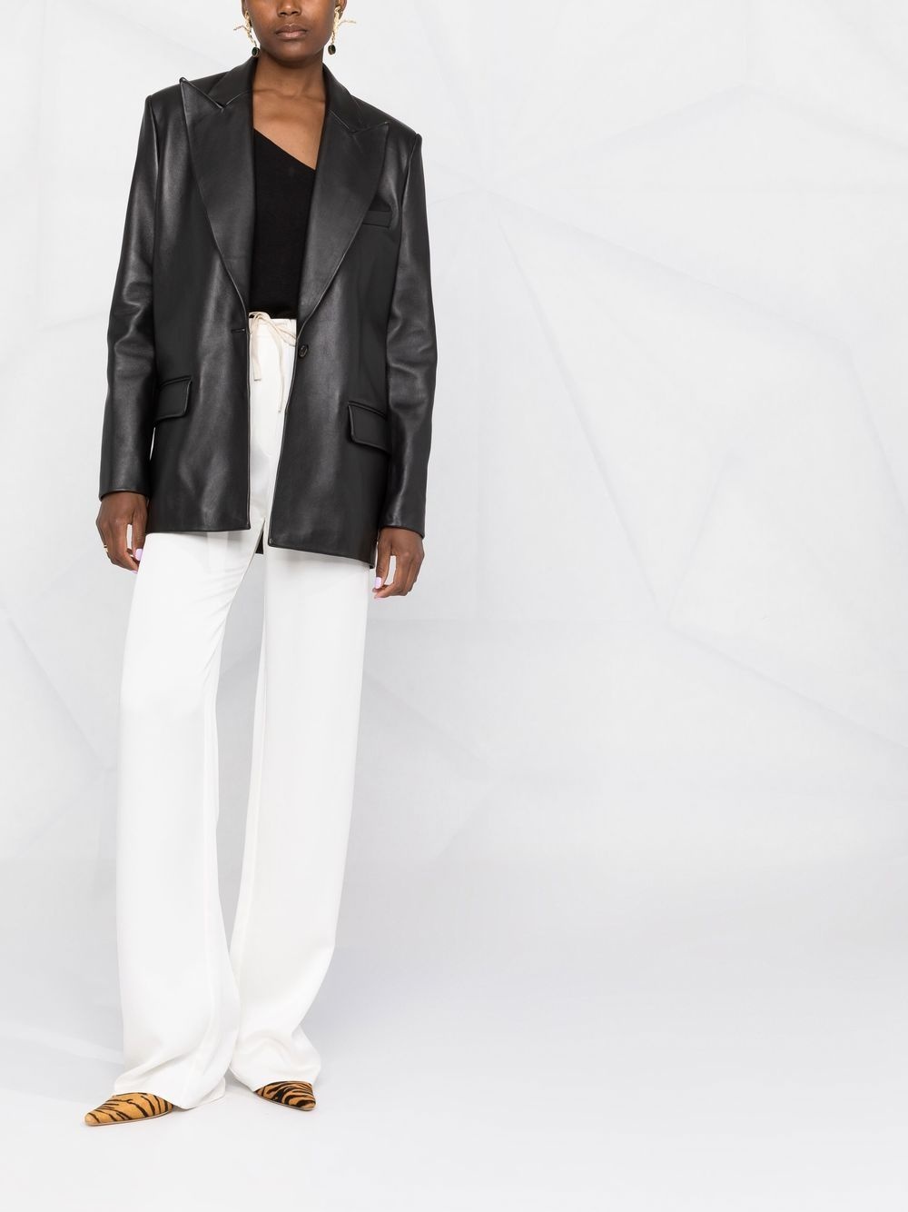 oversized leather blazer - 2