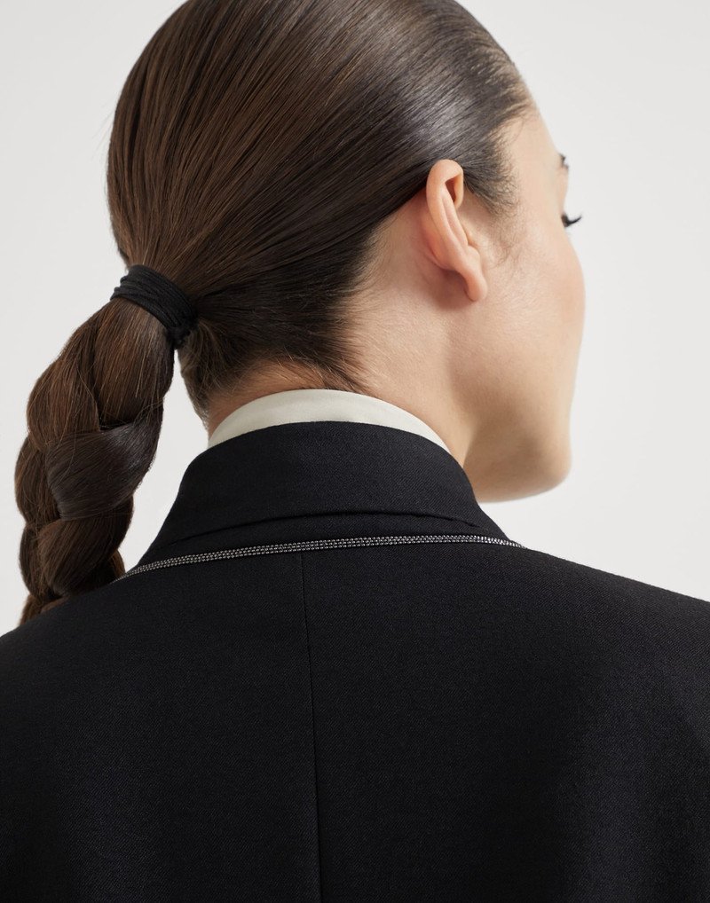 Virgin wool and cashmere flannel blazer with monili 3