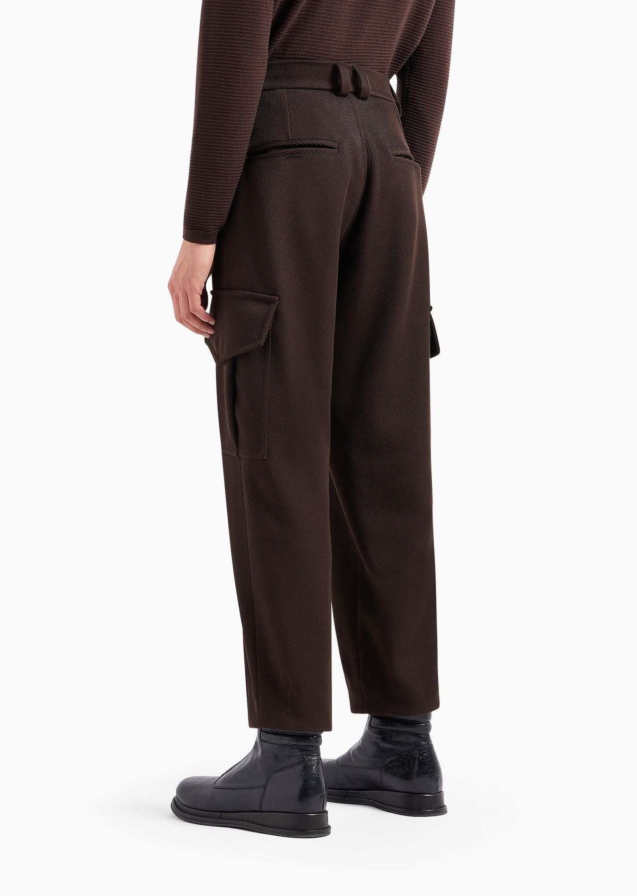 Single-pleat virgin wool cargo trousers - 3