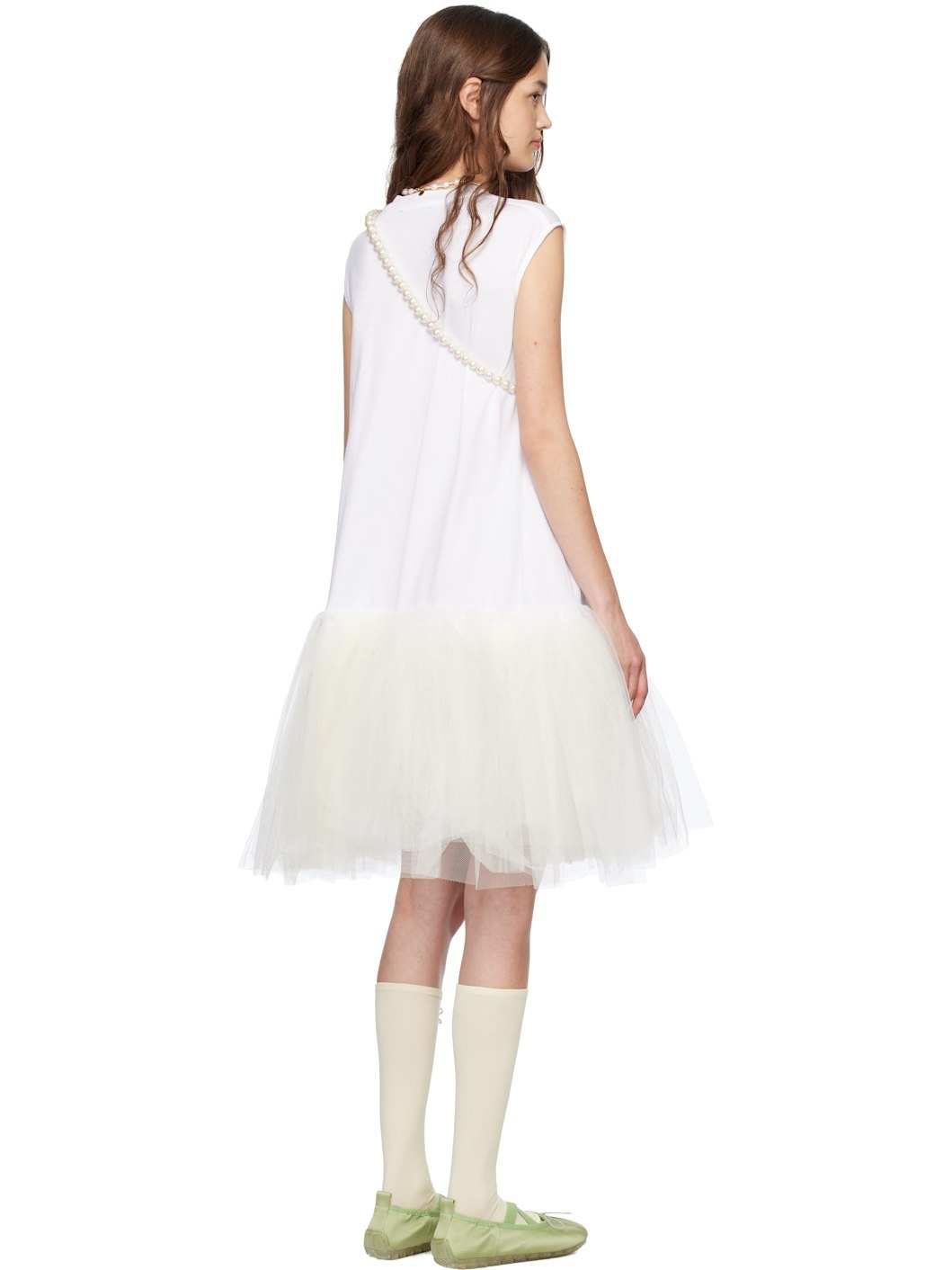 White Relaxed Ballet Tutu Midi Dress - 3