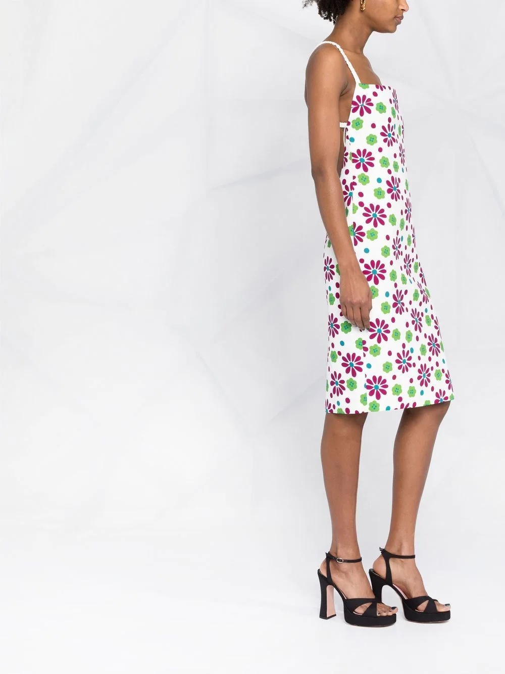 floral-print knee-length dress - 4