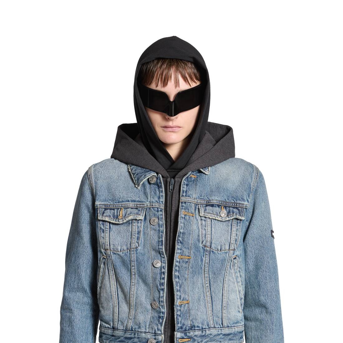 Women's Patched Denim Jacket in Blue/grey - 5