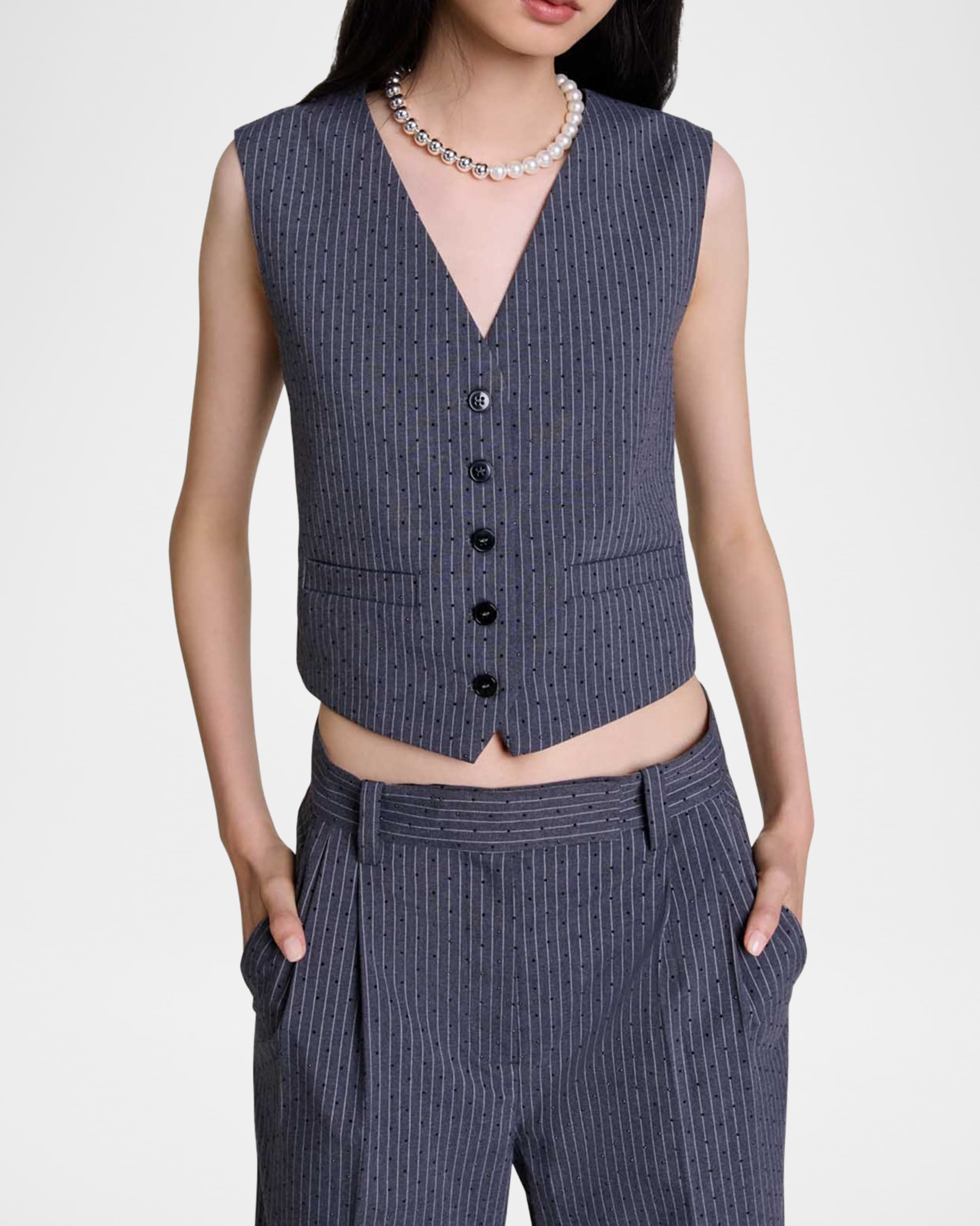 Verny Embellished Striped Vest - 1