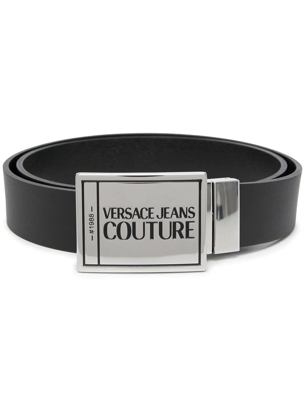 logo plaque leather belt - 1