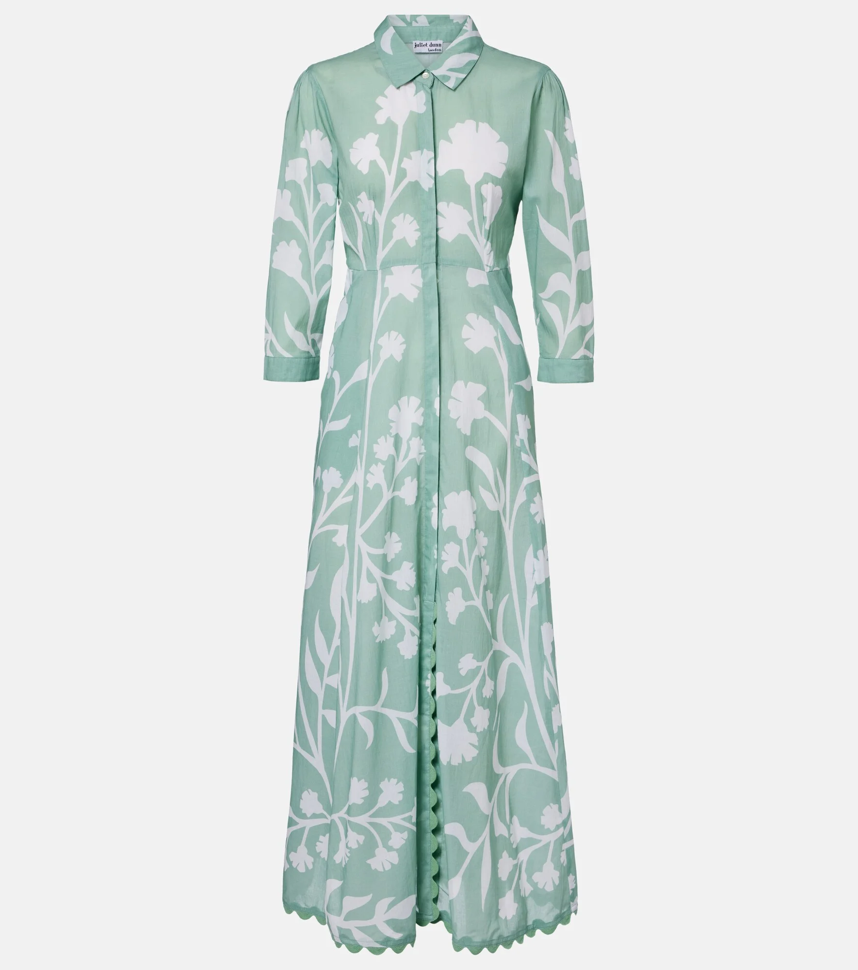 Floral scalloped cotton shirt dress - 1