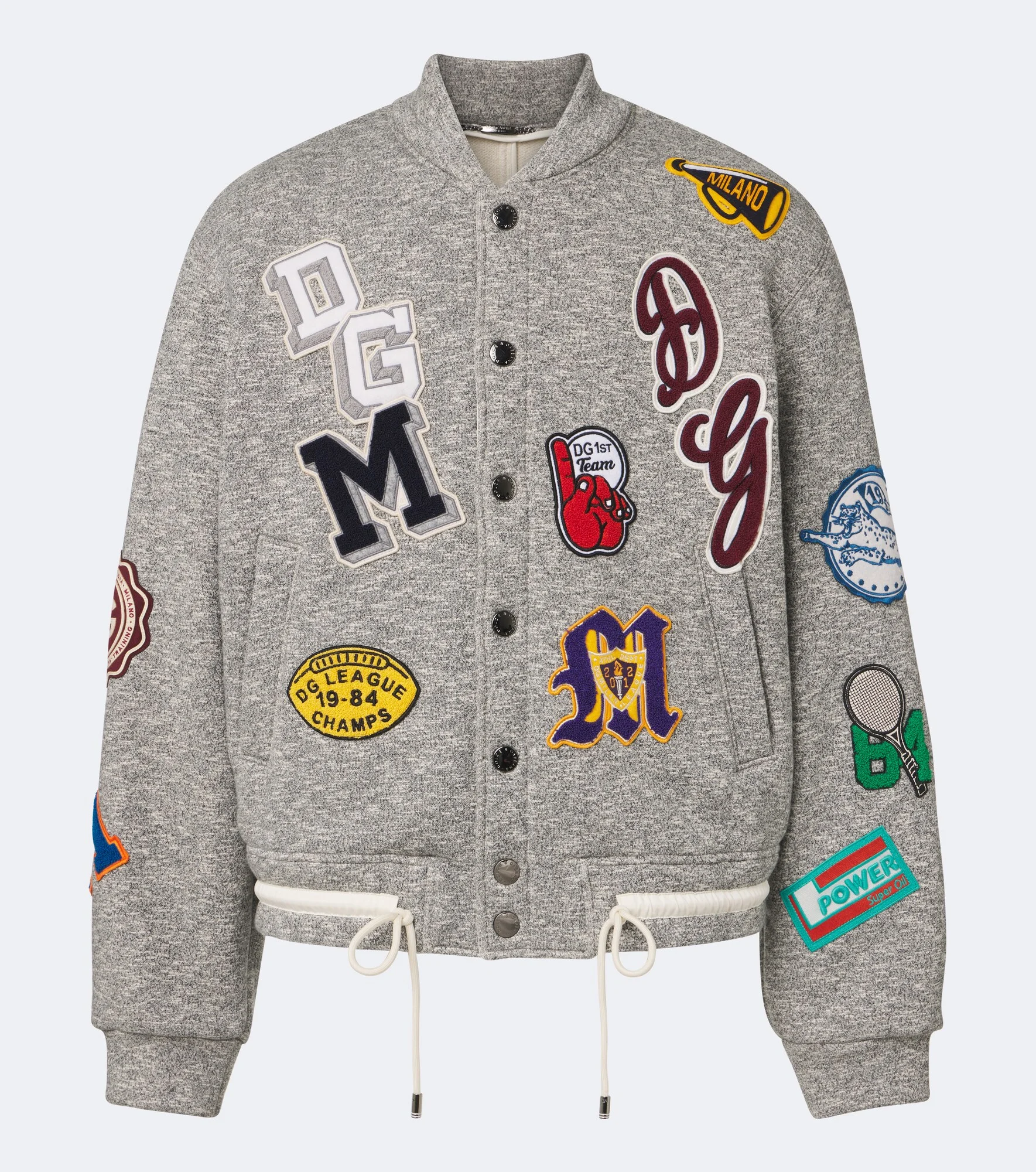 Patch-appliqué cotton varsity jacket - 1