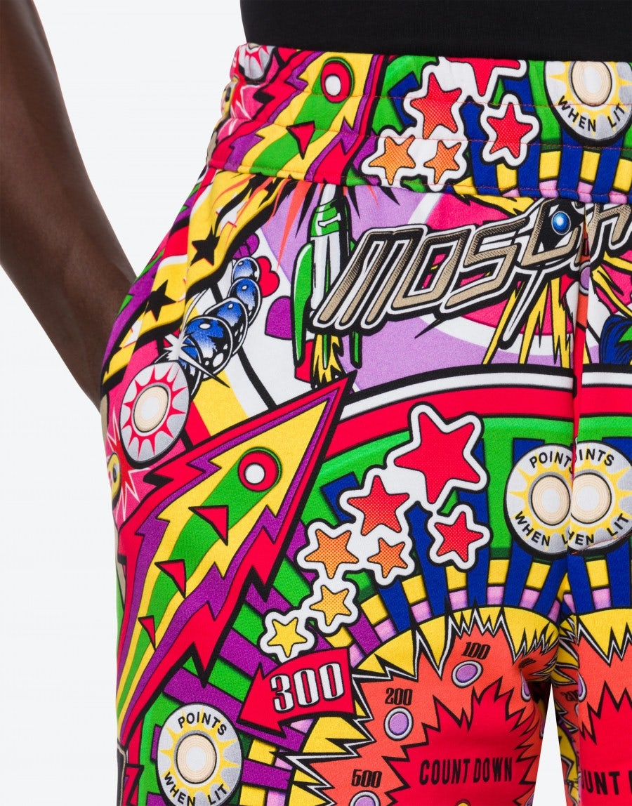 PINBALL PRINT FLEECE BERMUDA SHORTS - 4