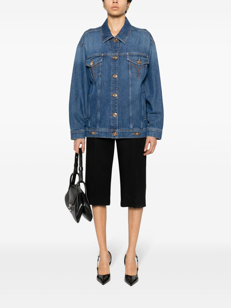 VERSACE embroidered-logo denim jacket outlook