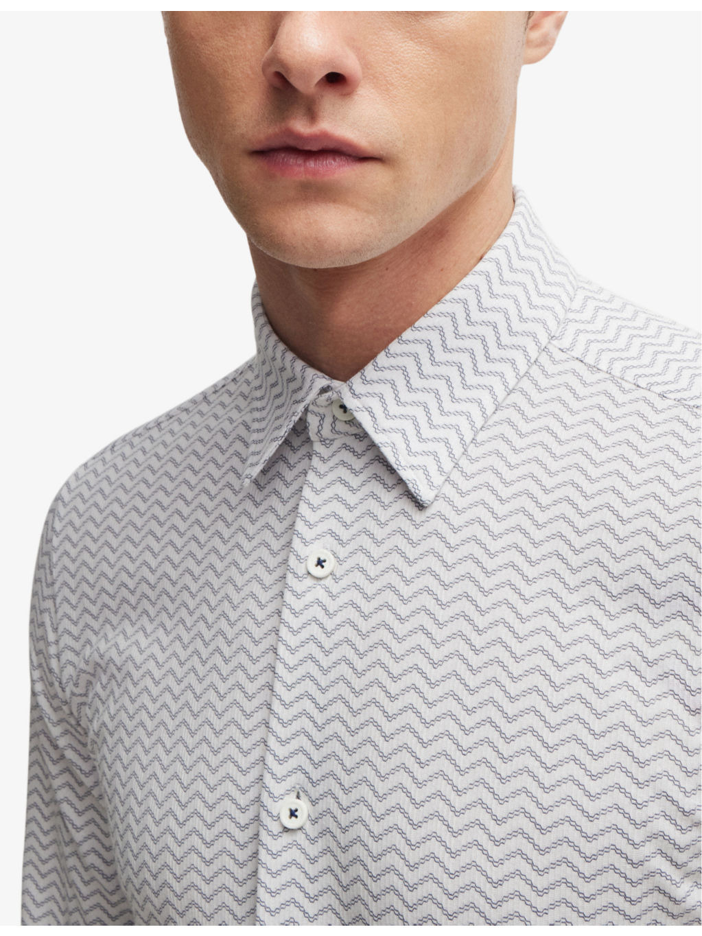 Graphic-print slim-fit cotton-blend shirt - 5