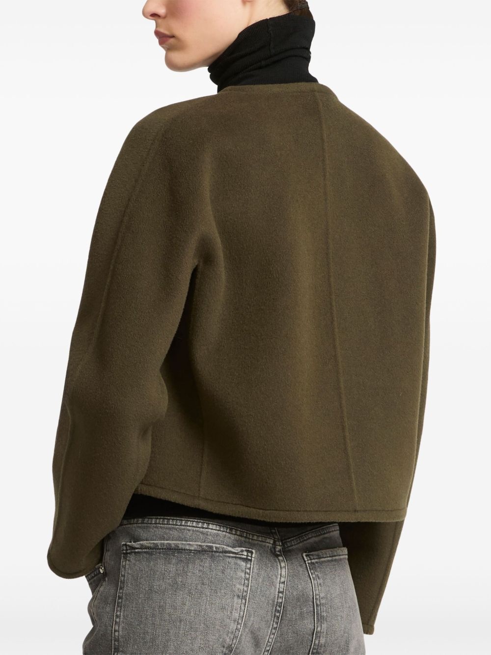 leather trim-detailing jacket - 4
